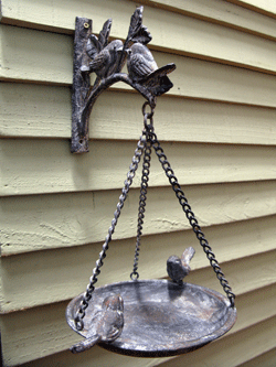Cast Iron Bird Dish with Wall Bracket